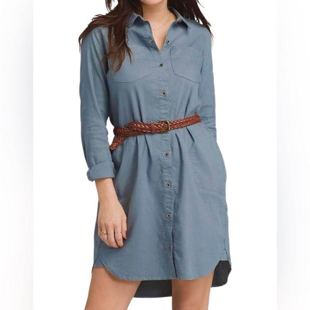 PrAna Yarrow Shirt Dress in Weathrred Blue Women’s L - Picture 1 of 9